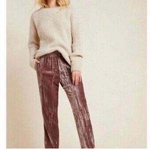 Marc New York Andrew Mark Crushed Velvet Pants L Wide Leg Pull On Mauve Pink